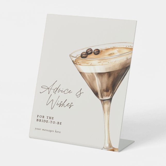 Beratung & Wünsche Espresso Martini Brautparty Sockelschild (Vorderseite)