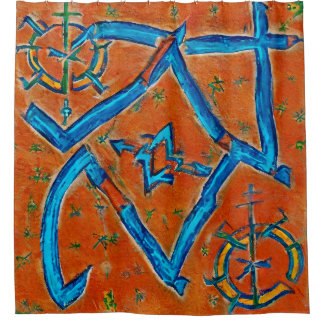 Berber-Amazigh-Motive, abstrakte Zeichen und Symbo Duschvorhang