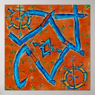 Berber-Amazigh-Motive, abstrakte Zeichen und Symbo Poster