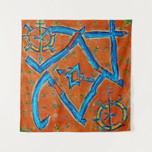 Berber-Amazigh-Motive, abstrakte Zeichen und Symbo Wandteppich