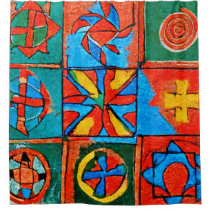 Berber Amazigh Motive, Zeichen und Symbole abstrak Duschvorhang