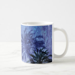 Bercelona Blue Palm Tree Grunge Digitale Kunst, De Tasse
