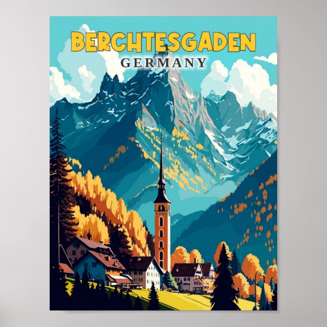 Berchtesgaden Deutschland Vintage Reise Illustrati Poster (Vorne)