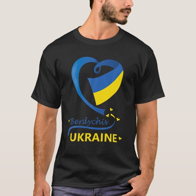 Berdychiv Ukrainische Nationalflagge Emblem Wappen T-Shirt (Vorderseite)