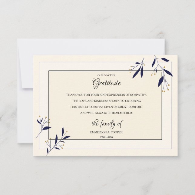 Bereavement Dankeschön Karte (Vorderseite)