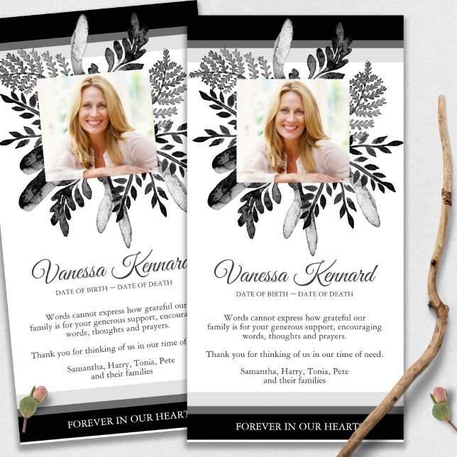 Bereavement Dark Floral Beerdigung Danke Karten (funeral thank you cards, bereavement, elegant, simple, celebration of life, sympathy card)