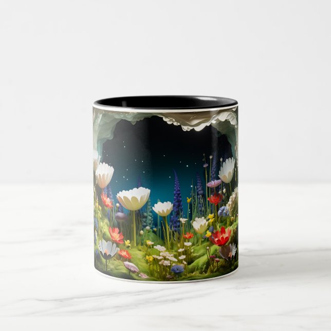 Bereich 3D der Wildblumen Zweifarbige Tasse (Mittel)