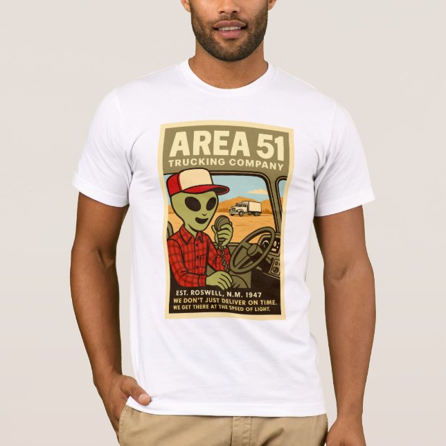 Bereich 51 Lkw-Fahrer Roswell Außerirdischen Retro T-Shirt (Vorderseite)