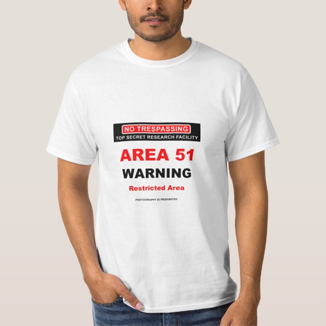 Bereich 51 Warnhinweise T-Shirt (Vorderseite)