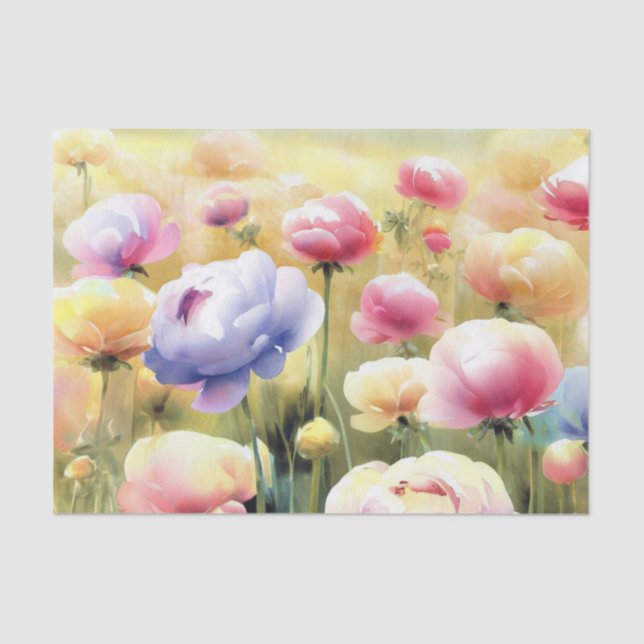 Bereich Blume-Ranunculus (C) Wasserfarbe Seidenpapier (Vorderseite)
