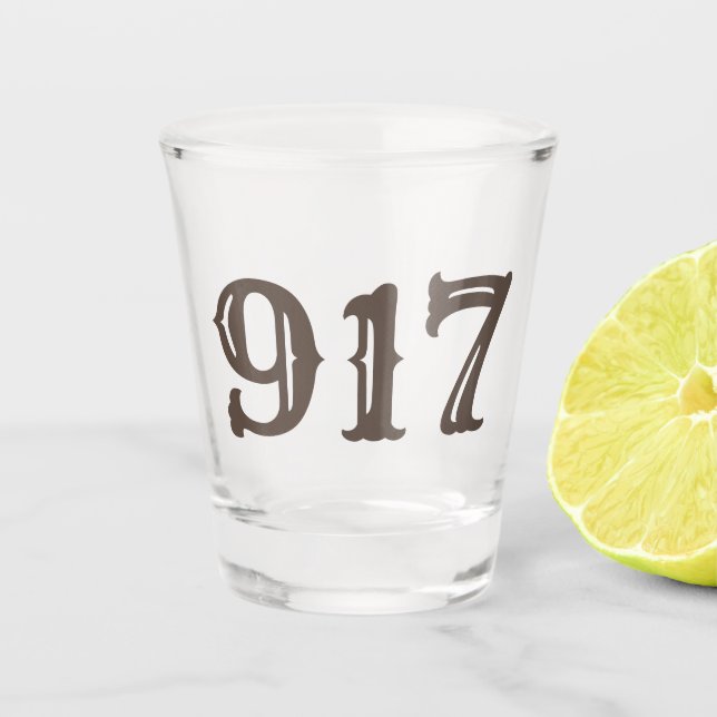 Bereich Code 917 (New York City) Shot Glass Schnapsglas (Vorderseite)