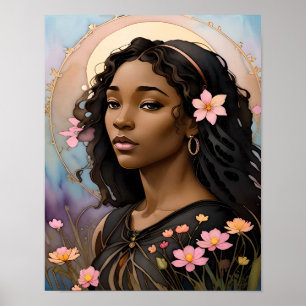 Bereich der Blume Schöne Frauen Blume im Haar Poster