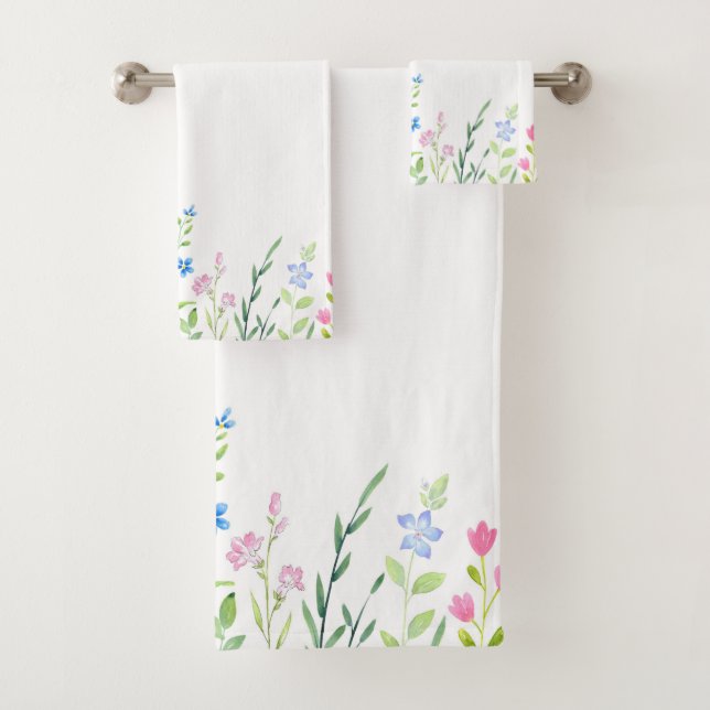 Bereich der gemischten Aquarellfarben-Wildblumen Badhandtuch Set (Insitu)