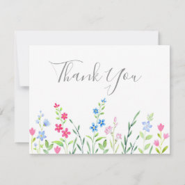 Bereich der gemischten Aquarellfarben-Wildblumen Dankeskarte