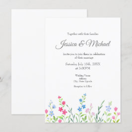 Bereich der gemischten Aquarellfarben-Wildblumen Einladung