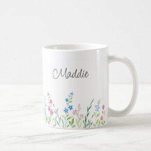 Bereich der gemischten Aquarellfarben-Wildblumen Kaffeetasse