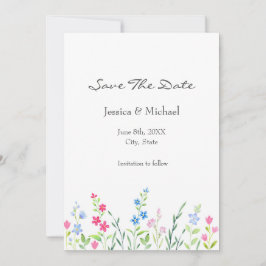 Bereich der gemischten Aquarellfarben-Wildblumen Save The Date