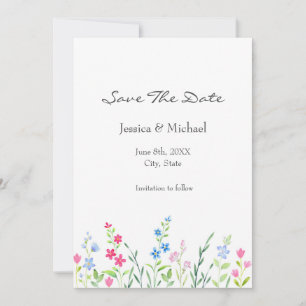 Bereich der gemischten Aquarellfarben-Wildblumen Save The Date