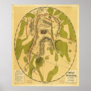 Bereich Gettysburg 1. & 3. Juli 1863 Poster