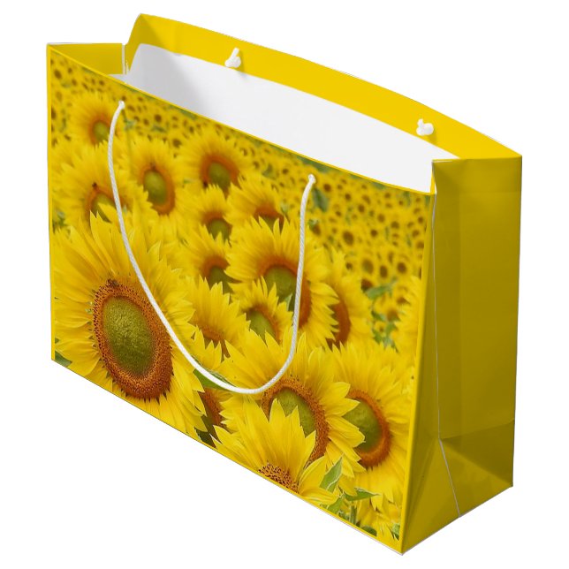 Bereich Sonnenblumen Design Geschenktasche Große Geschenktüte (Rückseite Schrägansicht)