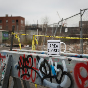 Bereich Sperrzone für Schilderwarnung Kaffeetasse