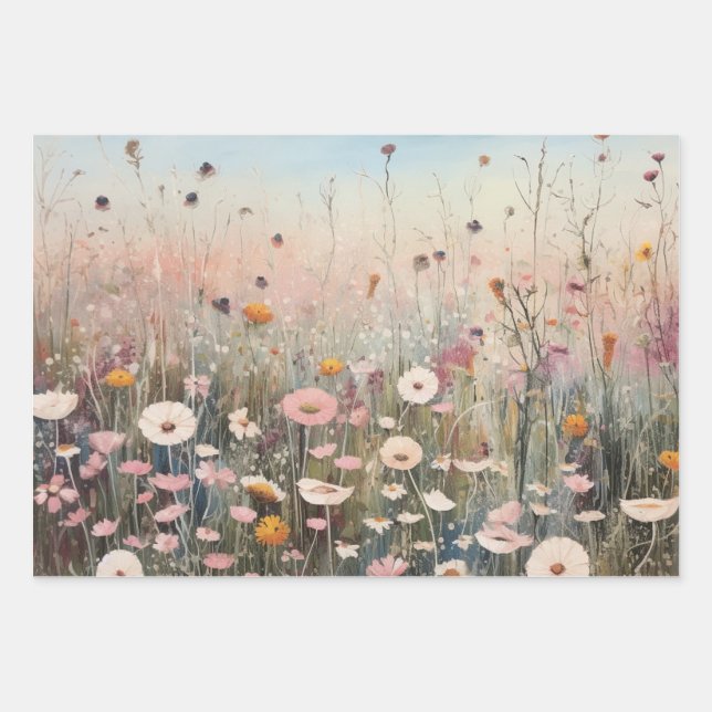Bereich Wildblumen Umschlagpapier flaches Set von  Geschenkpapier Set (Vorderseite 3)
