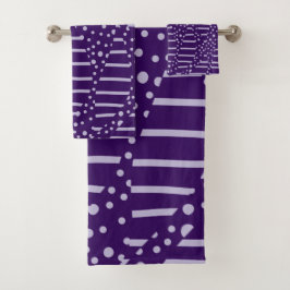 Bereiche und Streifen 2 - Lila Badhandtuch Set