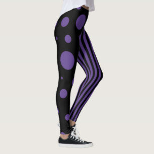 Bereiche und Streifen in Lila und schwarz Leggings