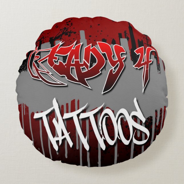 Bereit 4 Tattoos Rundkissen Rundes Kissen (Vorderseite)