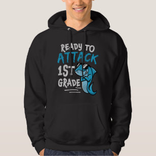 Bereit Angriff Erste Klasse Lehrer Kinder Hai Hoodie