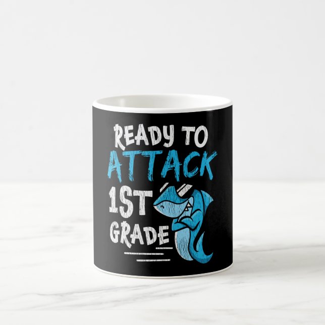 Bereit Angriff Erste Klasse Lehrer Kinder Hai Kaffeetasse (Mittel)