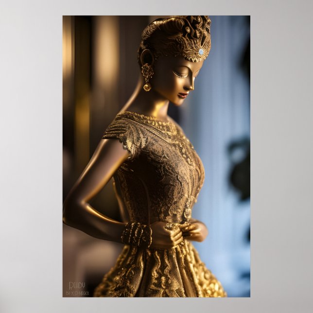 Bereit - Bronze Statue - AI Fantasy Art Portrait Poster (Vorne)