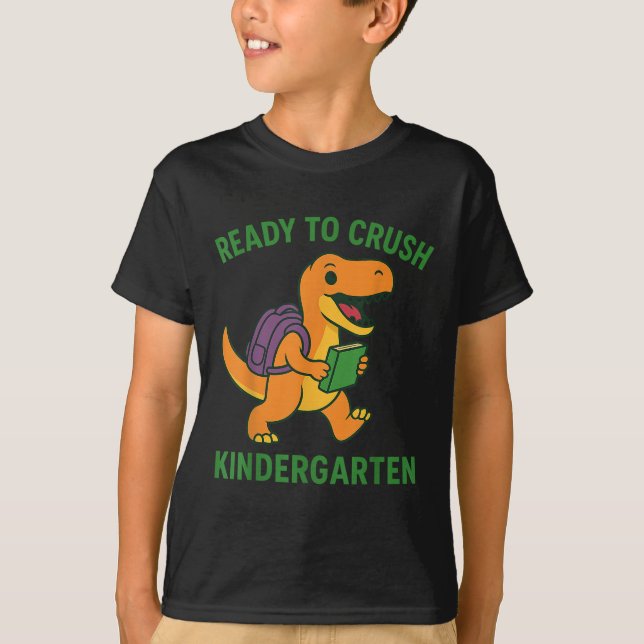 Bereit, den Kindergarten Dinosaurier zurück nach S T-Shirt (Vorderseite)
