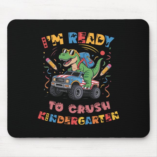 Bereit, den Kindergarten-Monstertruck-Boys T-Rex z Mousepad (Vorne)