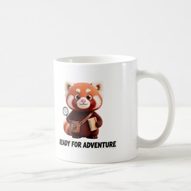 Bereit für Abenteuer Süßer Roter Panda Entdecker Kaffeetasse (Rechts)