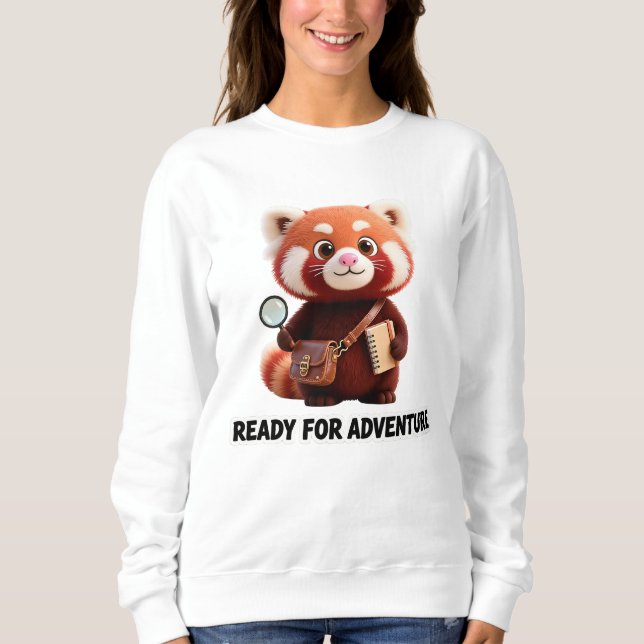 Bereit für Abenteuer Süßer Roter Panda Entdecker Sweatshirt (Vorderseite)