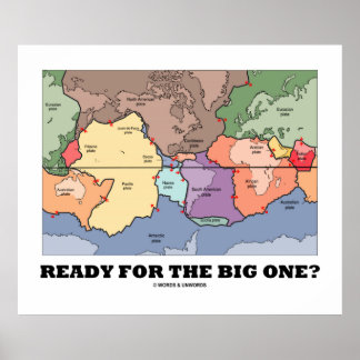 Bereit für den Großen? (Plate Tectonics World Map) Poster