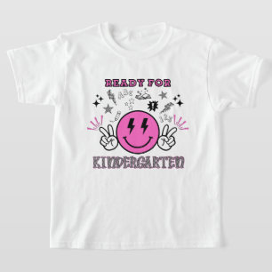 Bereit für den Kindergarten Pinkes Retro Smiley Ge T-Shirt