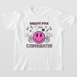 Bereit für den Kindergarten Rosa Retro Smiley T-Shirt