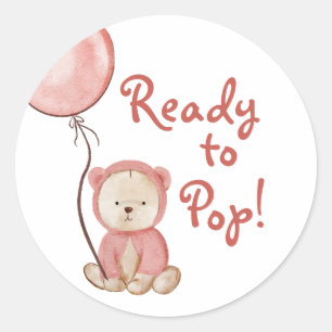 Bereit für den Pop Pink Bear Boho Babydusche Runder Aufkleber