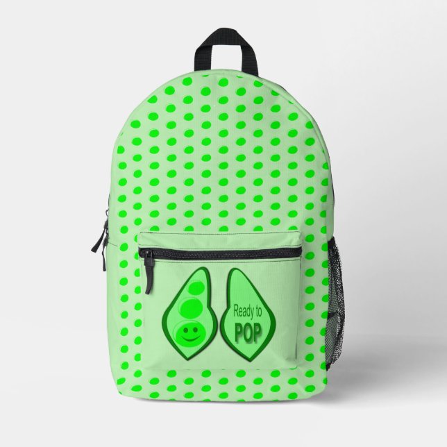 Bereit für den Pop Schwangere Grüne Erbse Bedruckter Rucksack (Vorderseite)