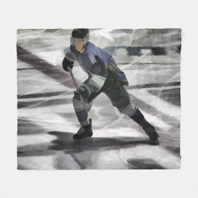 Bereit für den Puck-Ice Hockey-Spieler Fleecedecke (Vorderseite (Horizontal))