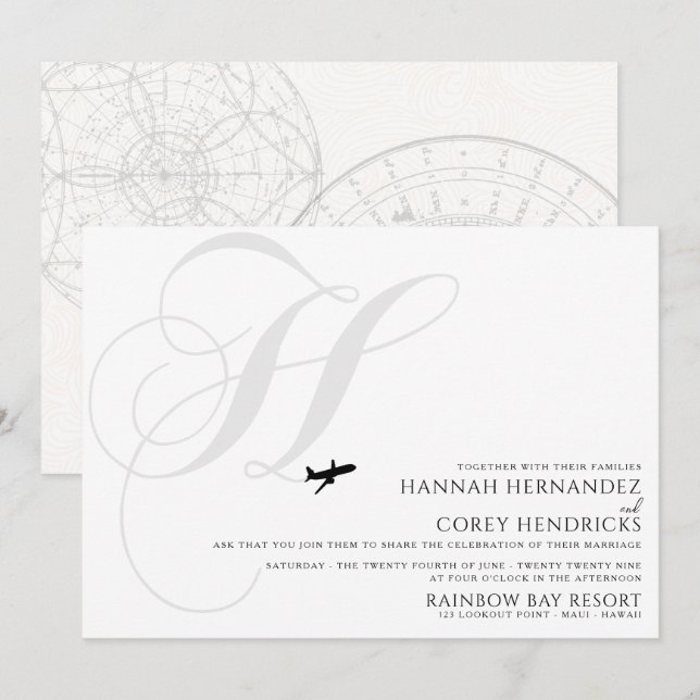 Bereit für den Start der ersten Hochzeitsfeier Einladung (Vorne/Hinten)