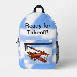 Bereit für den Start des Red Bi-Flugzeug im Base Bedruckter Rucksack