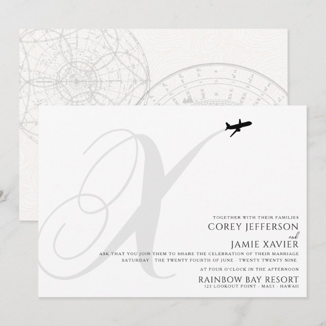 Bereit für den Start X erste Hochzeitseinladung Einladung (Vorne/Hinten)