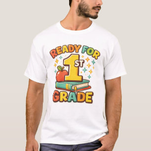 Bereit für die 1. Klasse Retro-Apfel-Buch Erster S T-Shirt