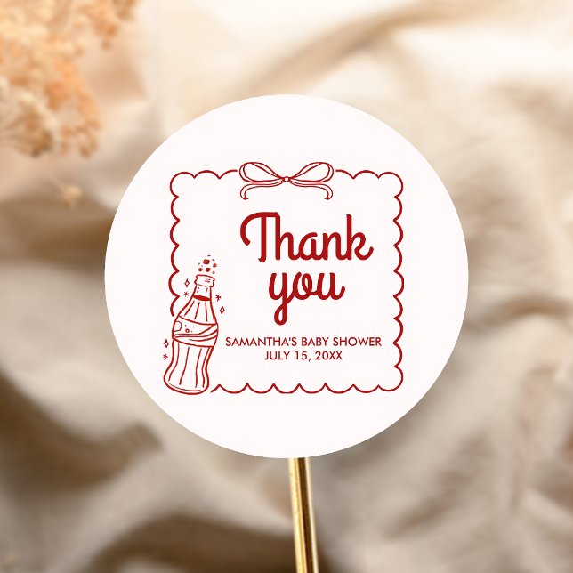 Bereit für die Babyparty mit Soda Runder Aufkleber (She's Ready to Pop Baby Shower Sticker)