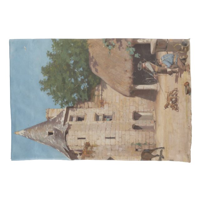 Bereit für die Jagd (mittelalterliche Szene) Kissenbezug (Vorderseite-Links)