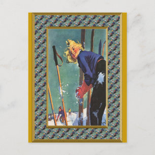 Bereit für die Piste Feiertagspostkarte