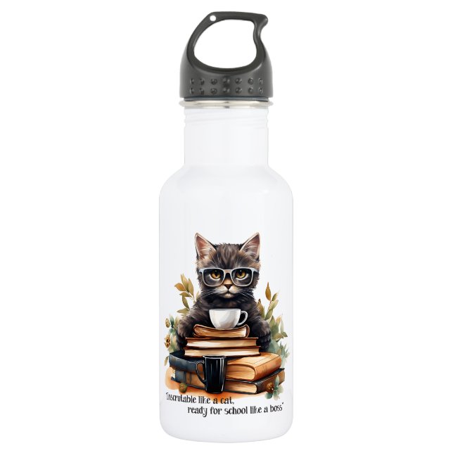 Bereit für die Schule wie ein Boss Edelstahlflasche (Vorderseite)